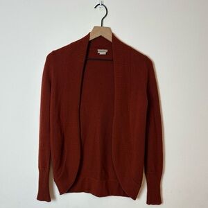 J.Crew 100% Cashmere Burnt Orange Open Front Cardigan XS